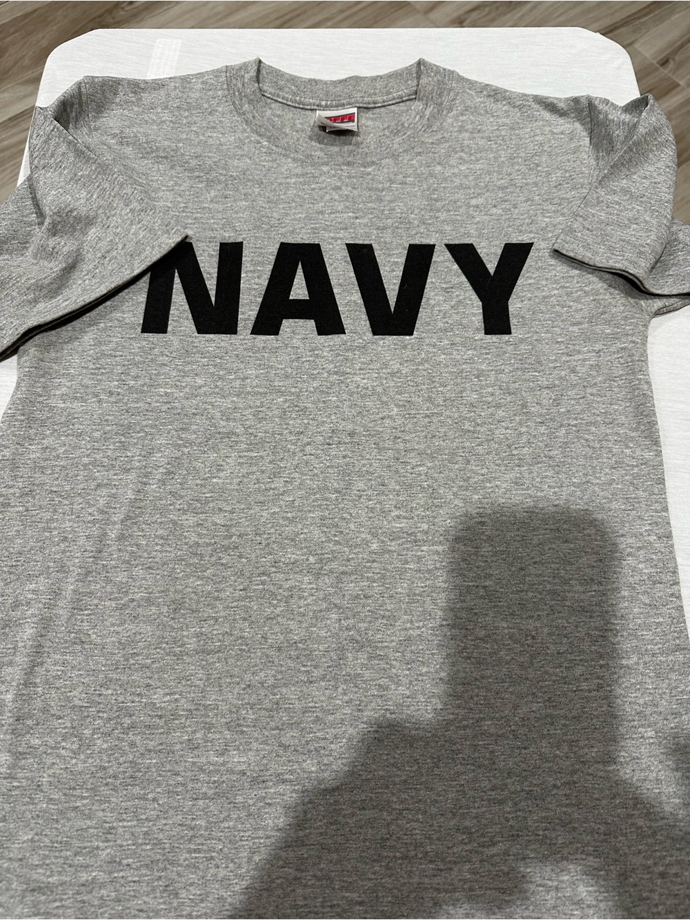 Soffe, NAVY Graphic Tee, Heather Gray, Size Small